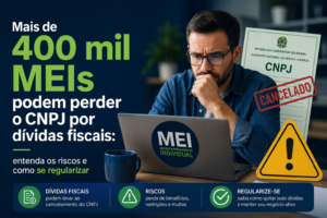 Mais de 400 mil MEIs podem perder o CNPJ por dívidas fiscais: entenda os riscos e como se regularizar